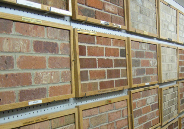 Face Brick in Merwin Mason Supply's Showroom. We can match any brick.